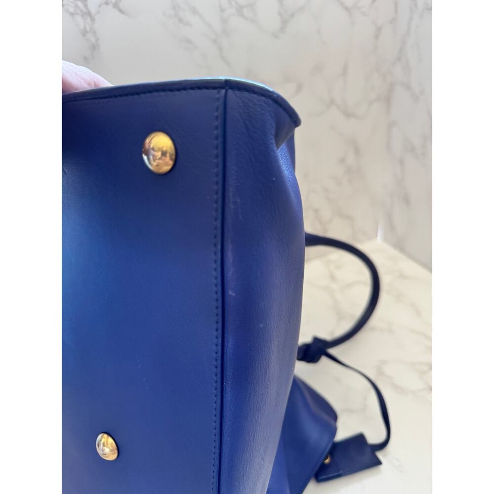 YSL Saint Laurent Classic Y Cabas Chyc Satchel  Blue Leather - Picture 13 of 16